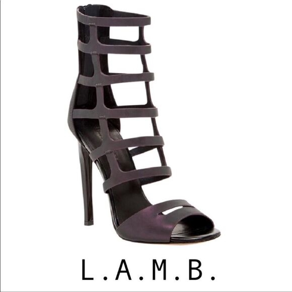 L.A.M.B. Gwen Stefani Oakley iridescent gladiator strappy stiletto heels 6.5 - Picture 1 of 16